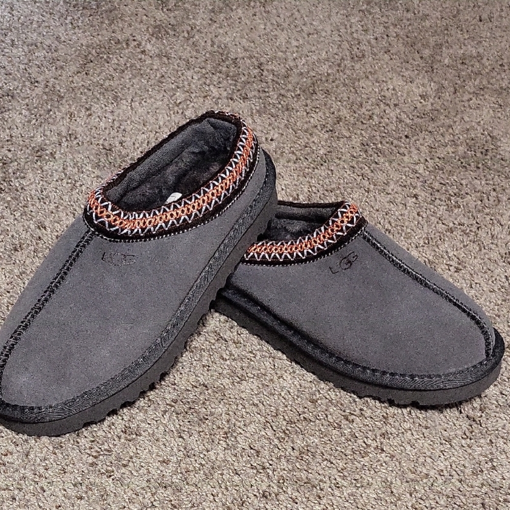 UGG Men's Charcoal Slip-Ons with Orange Trim
